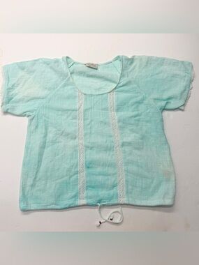 Nomad the Label Mint Green Crinkle Cotton Daisy Top Lace Panels *READ